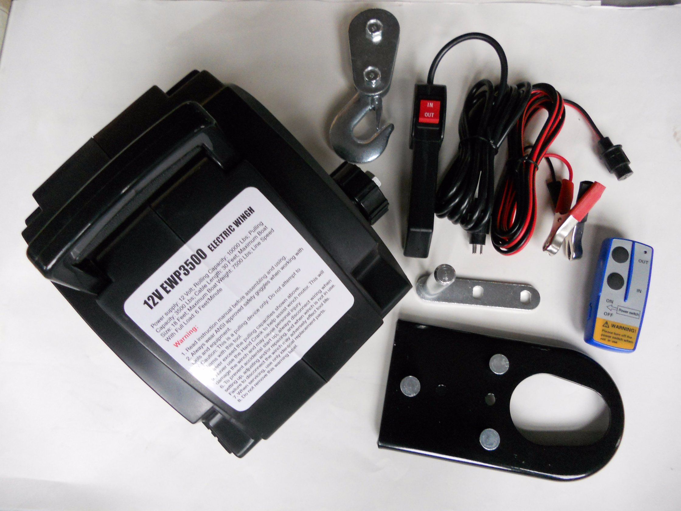 UTV 12V/24V DC Portable Electric Boat Winch with 5000lb Pulling Capacity